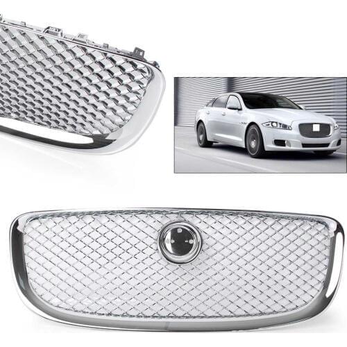 Chrome/Black Car Racing Grill Front Bumper Upper Mesh Grille ABS For Jaguar XJ XJR X351 2010 2011 2012 2013 2014 2015