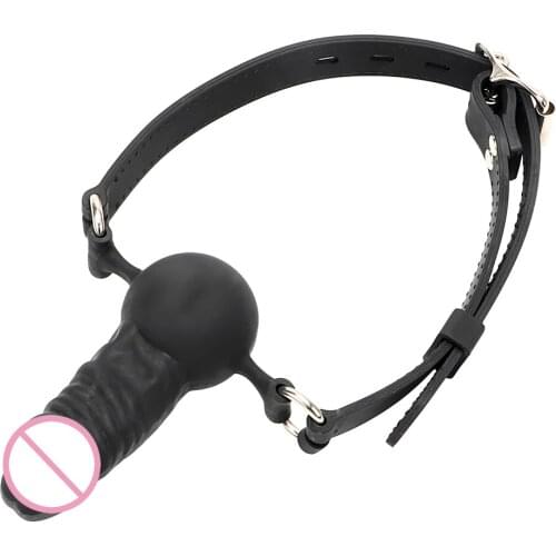 IKOKY Dildo Mouth Gag Oral Fixation SM Bondage Penis Gag Sex Toys for Couples with Locking Buckles Erotic Toys Slave Adult Game