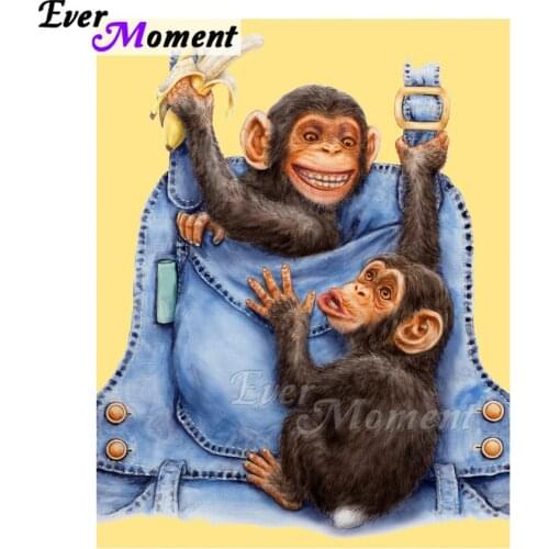 Ever Moment Diamond Painting Handmade Full Square Drill Monkey Pocket Picture Of Rhinestone Home Diamond Embroidery ASF1500