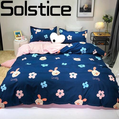 Solstice 2020 Cartoon Pig Ear Teen Bedding Sets Bed Sheet Duvet Cover Pillowcases Home Room Pastoral Style King Size 3-4pcs/sets