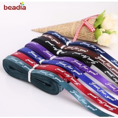 New Arrival 10mm 10Yards/lot Printed"Just For You" Poly Silk Satin Ribbon Webbing Band For Sewing Garment &Wedding Party Using