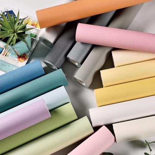 Matte Wallpaper DIY Decorative Film Self-Adhesive Bedroom Warm Wall Stickers Waterproof PVC Solid Color Wall Paster Home Decals