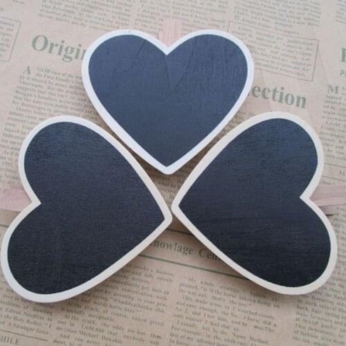 12pcs Natural wood mini chalk board 85 * 80 mm the board of directors of the rope wedding decoration Heart shape the blackboard