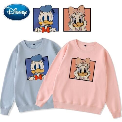 Disney Sweatshirt Fashion Donald Daisy Duck Couples Cartoon Print Long Sleeve O-Neck Pullover Harajuku Unisex Women Tops 6 Color