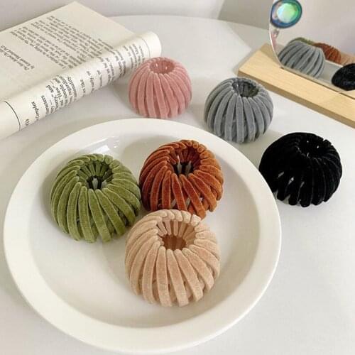 Fashion Women Bun Crystal Velvet Hair Claw Horsetail Buckle Hair Clip Bird Nest Expanding Hair Accessories Female Ponytail