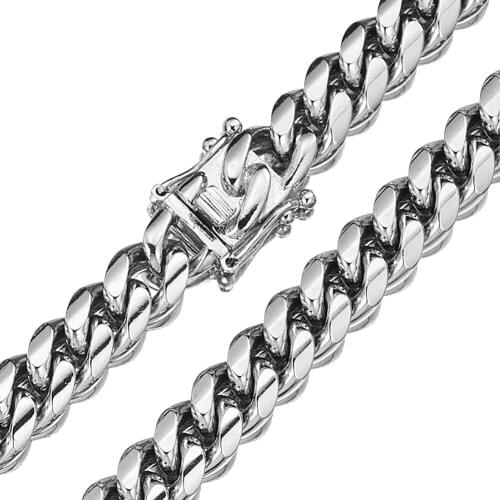 7-30inches Long Mens Necklace Or Bracelet Jewelry 12MM Wide Silver Color Cuban Curb Link Chain Stainless Steel