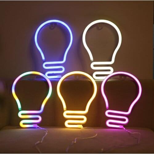 Novelty Neon Lamp Bulb LED Colorful Night Light USB/Battery Powered Hanging Lights for Birthday Parties Childrens Room Decorate