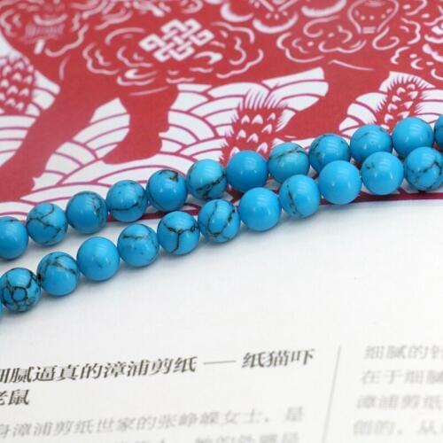 New Blue Turkey Stone round Black lines loose beads 6mm DIY 15" women jewelry making design wholesale