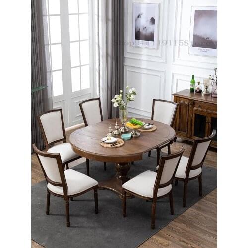 American Style Dining Chair European Solid Wood Dining Table Chair Coffee Shop Hotel High Grade Dining Chair Retro Made Oak Stud