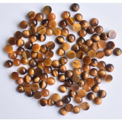 Wholesale 50pcs/lot new fashion natural tiger eye stone round cab cabochon beads 4mm for jewelry Accessories making free