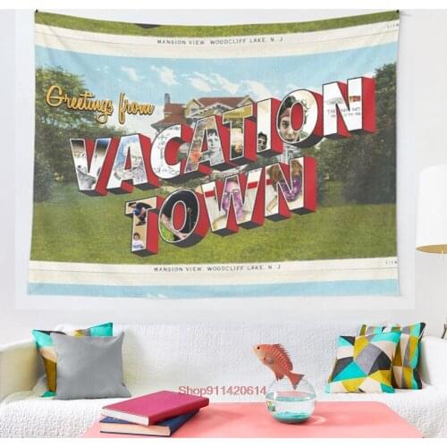 Vacation Town Postcard TFB tapestry Wall Hanging Tapestries for Living Room Bedroom Home Decor