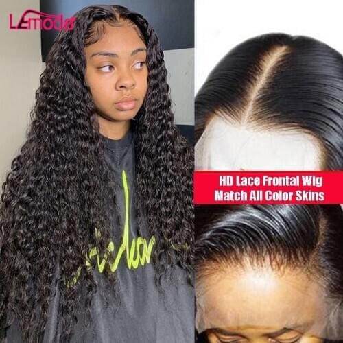 30 Inch Curly Human Hair Wig HD Transparent Lace Front Wigs Deep Wave Brazilian Remy Pre Plucked 13x6 Lace Frontal Wig For Women