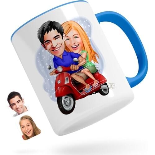 Personalized Valentine Caricature Of Blue Mug Bardak-10