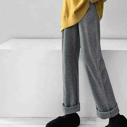Casual Pants Women Solid Wide Leg Trousers Comfortable Warm Winter Leisure Female Stylish High Waist Korean Style Thicker New