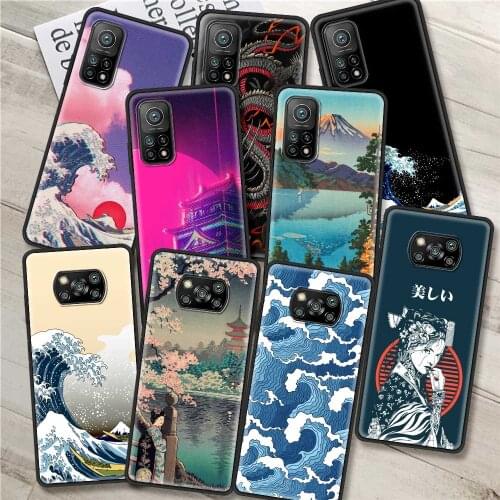Shockproof Case for Xiaomi Mi Poco X3 NFC 10T Pro 9T M3 Note 10 Lite F3 11 F1 CC9 A2 9 Soft Phone Cover Japanese Style Art Japan