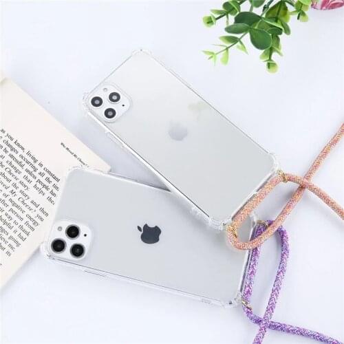 Luxury Transparent Strap Cord Chain Phone Cases For iPhone 11 Pro Max X XR XS Max 7 8 6 6s Plus 5 5s SE Soft TPU Back Cover