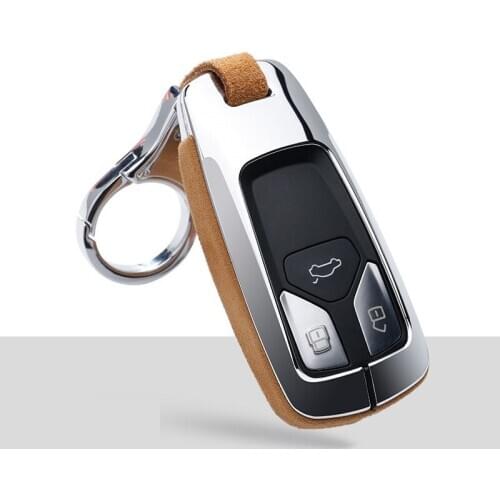 High Quality Car Sued Leather Key Ring Case Holder Cover For Audi A4 Allroad B9 Q5 Q7 TT TTS 4M 8S 2016 2017 2018 Accessories