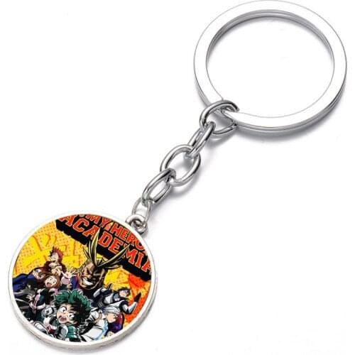 Japan anime My Hero Academia Keychain Glass Dome Key Chain Bag Charm necklace Keyring Holder Kids boy girl Gift
