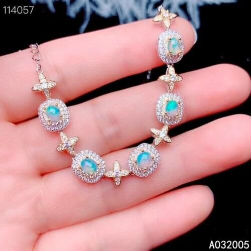 KJJEAXCMY Fine Jewelry 925 Sterling Silver inlaid opal women hand bracelet lovely support detection