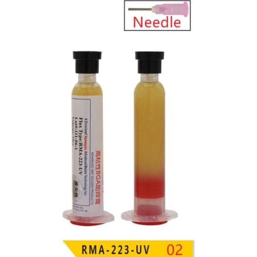 1/2pcs/lot 10cc RMA-223 PCB PGA BGA SMD With Flexible Tip Syringe Needle Shaped Solder Paste Flux Grease Repair Solde