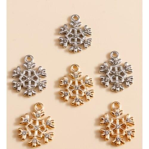 10pcs/lot 13*17mm 2 Color Enamel Snowflake Charms for Earrings Pendants Bracelets Making Crystal Charms DIY Jewelry Accessories