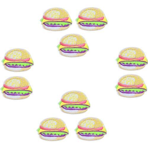 Hamburger food patches for clothing iron on patches for clothes badges clothes iron-on parches applique patches for jeans 10pcs