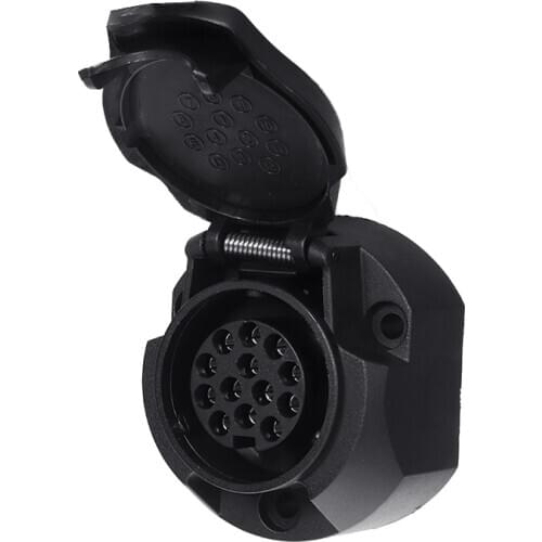 12V 13 Pin Trailer Extension Mounting Socket with Switch-off Contact Seal Screws for Rear Fog Light EU Plug