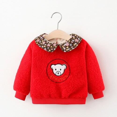 2021 childrens clothes wholesale autumn and winter girls jacket flower collar bear thickened clothes