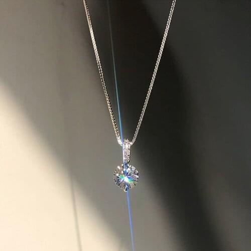 Shiny Zircon Geometric Water Drop Necklace Female Simple Clavicle Chain Fashion Pendant Necklaces Jewelry
