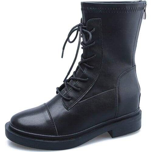 Black Thick Soled Martin Boots 2021 Summer Lace Up Waterproof Womens Inner High Womens Shoes Black Thin Boots 35-43