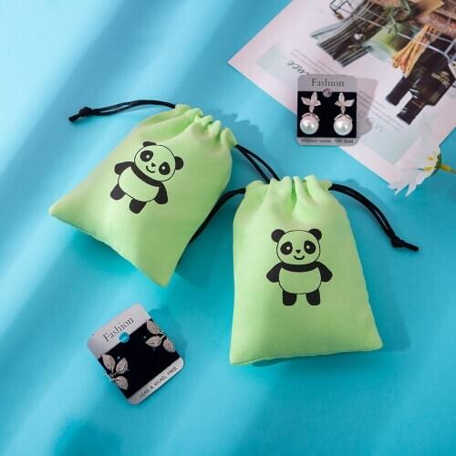 Flannel Jewellry Gift Bags Personalized Logo Jewelry Packaging Beige Chic Suede Drawstring Pouches For Wedding Party Decoration