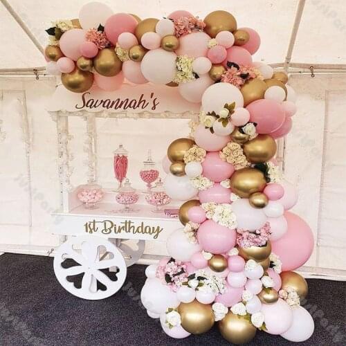111pcs Doubled Baby Pink Balloon Garland Wedding Decoration Background Matte White Ballon Arch Baby Shower Birthday Party Decor