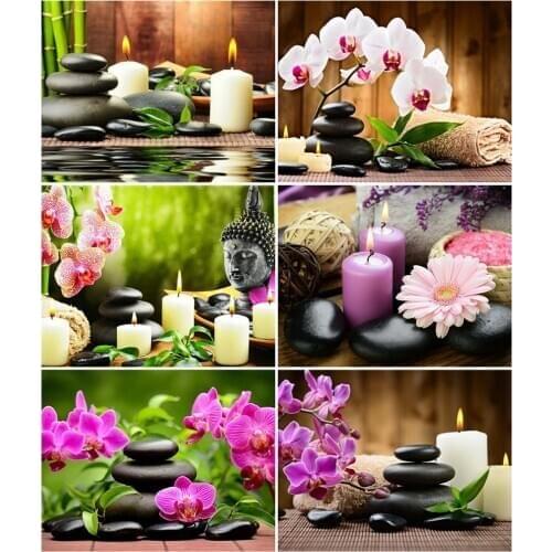 HUACAN Painting By Number Orchid Stone Drawing On Canvas Picture By Numbers On Canvas Buddha Handpainted Unique Gifts