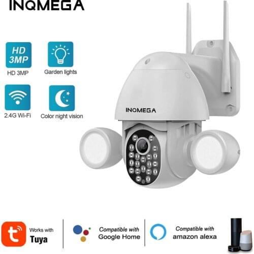INQMEGA 3MP Tuya Smart life Floodlight Yardlight Security IP Camera Dual Lighting Two-Way Audio Support Google Home and Alexa
