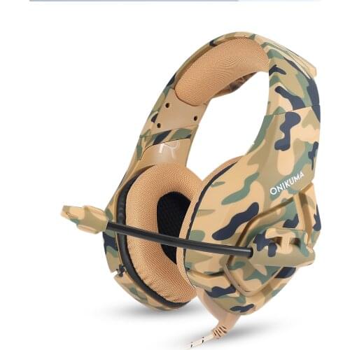 Camouflage Game Headphones For Gamer XBox One PS4 PC wired gaming headset K1-BC anti-noise computer Earphone with HD Microphone