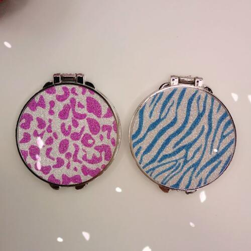 Round Glitter Mini Pocket Mirror Makeup Compact Foldable Double Dual Side Random