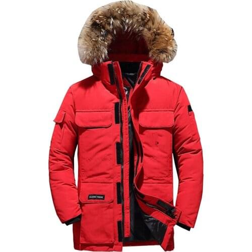 90% Down Jackets Men Winter Fashion Thick Warm Parkas Fur Collar White Duck Down Coats Casual Slim Windproof Down Jackets 4XL