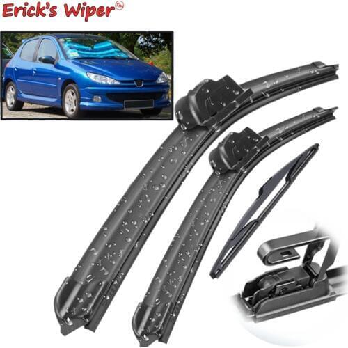 Ericks Wiper Front & Rear Wiper Blades Set Kit For Peugeot 206 Hatchback 2001 - 2006 Windshield Windscreen Window 26"16"14"