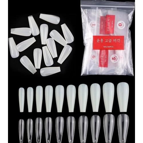 600pcs False Nails Display Tips Long Coffin Stiletto ABS New Design Ballerina Nail Art Tips Clear/Natural Fake Nails Tips