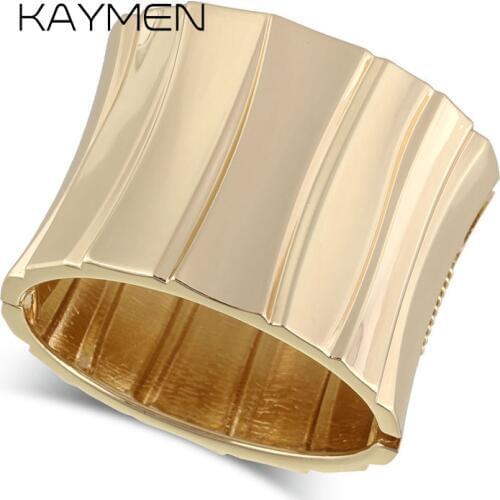 New Big Metal Golden and Brushed Golden Color Statement Cuff Bangle Bracelet for Women Fashion Party Jewelry 4 Colors