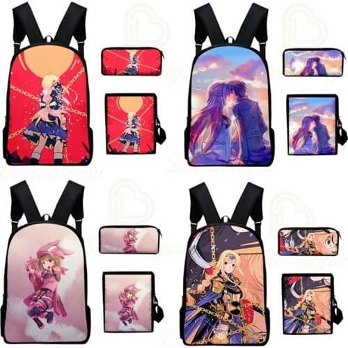 New Product 3D Color Printing Sword Art Online Anime Backpack Oxford Fabric Shoulder Strap Backpack Three-Piece Sets