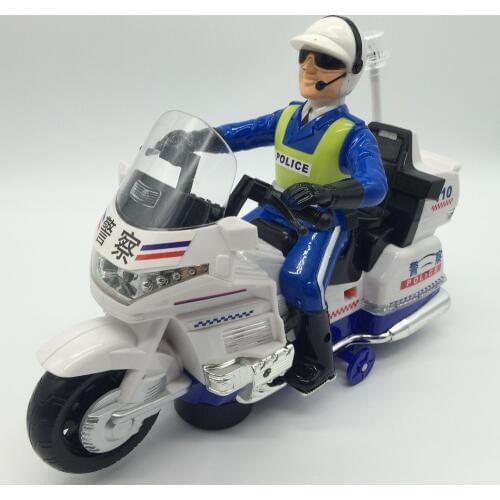 Boy Electric Police Motorcycle Music Light Up Wheel Car Educational Toys For Children Kids Traffic Police Figure Toy