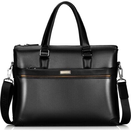 Men Briefcase PU Leather Bags Business Male Briefcases Multiple Pocket Handbags Computer Interlayer Shoulder Bag for 14inch Ipad
