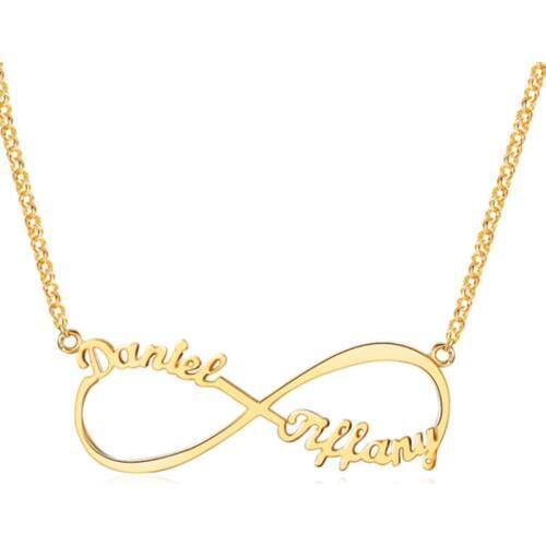 Romantic Custom Infinity Name Necklace Personalized Two Nameplate Promise Charm Necklaces Stainless Steel Valentines Day Gift