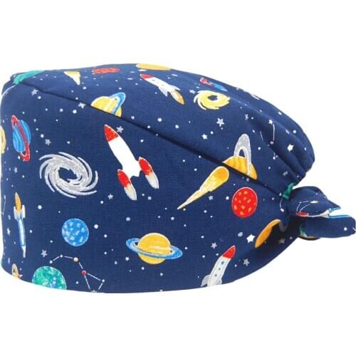Unisex Cotton Scrubs hat printing Laboratory work cap sweat-absorbent pet veterinary work hat Elastic pet nursing caps wholesale