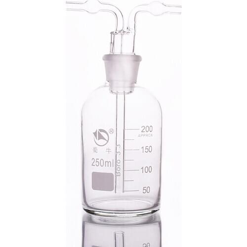 SHUNIU Drechsel gas washing bottle ,Capacity 250ml,Lab Glass Gas Washing Bottle,Shisha hookah