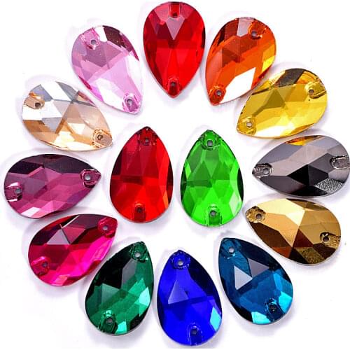 7 Size Colorful Teardrop Many Colors Glass Sew On Rhinestones стразы Glass Stone Flatback Sewing Rhinestones Wedding Dress B1275