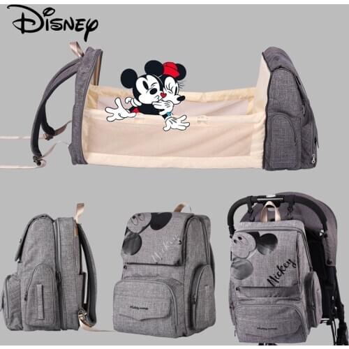 Disney Diaper Bag Backpack for Mom Mommy Baby Bags Waterproof Large Capacity Baby Care Nappy Bag Travel Bed Stroller Bag Hooks