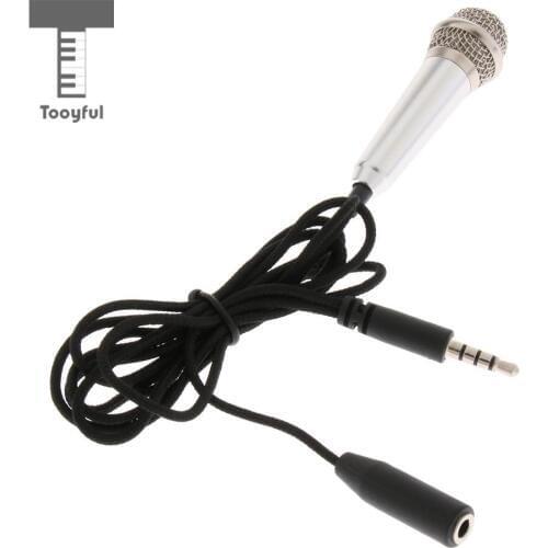 Tooyful 3.5mm Wired Microphone Handheld Mic for Smartphones Chatting Karaoke Silver