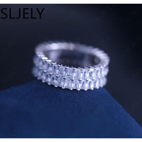 SLJELY Fashion 925 Sterling Silver Pave Sparkling Zircon Eclat Thick Double Circle Ring Women September New Monaco Brand Jewelry